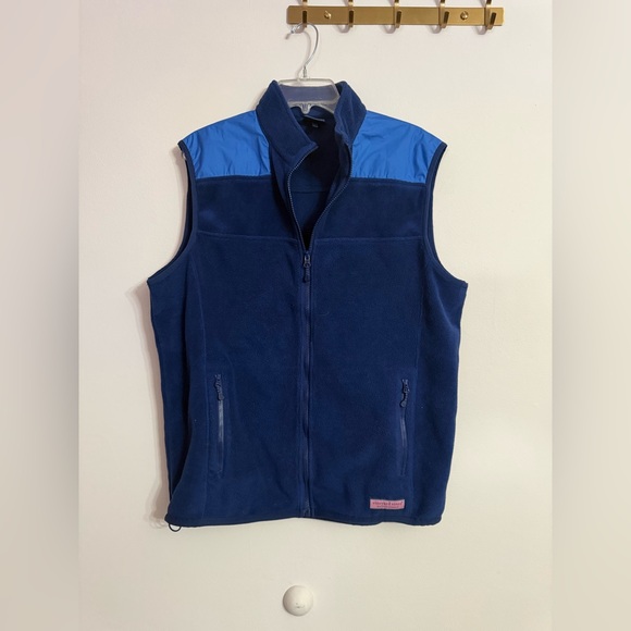 Vineyard Vines Vest Mens Blue Full Zip Fleece Outdoor Performance Golf Large L - Picture 1 of 5